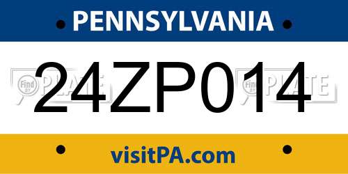 24ZP014 Pennsylvania License Plate