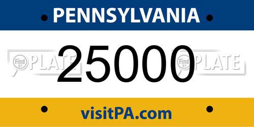 25000 Pennsylvania License Plate
