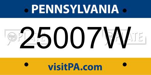 25007W Pennsylvania License Plate