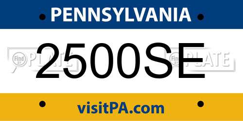 2500SE Pennsylvania License Plate