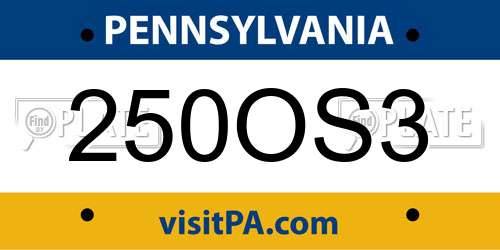 250OS3 Pennsylvania License Plate