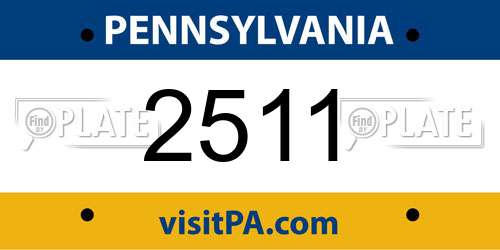 2511 Pennsylvania License Plate