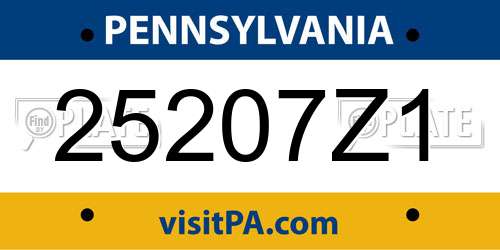 25207Z1 Pennsylvania License Plate