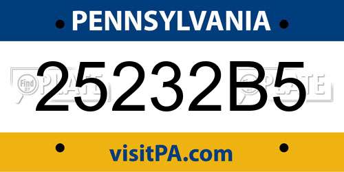 25232B5 Pennsylvania License Plate