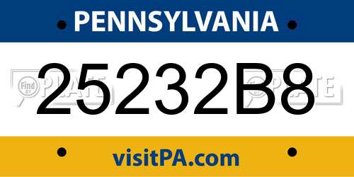 25232B8 Pennsylvania License Plate