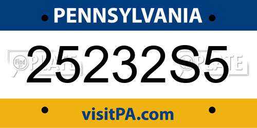 25232S5 Pennsylvania License Plate