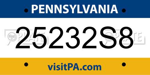 25232S8 Pennsylvania License Plate