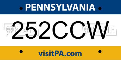 252CCW Pennsylvania License Plate