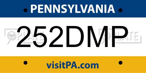 252DMP Pennsylvania License Plate