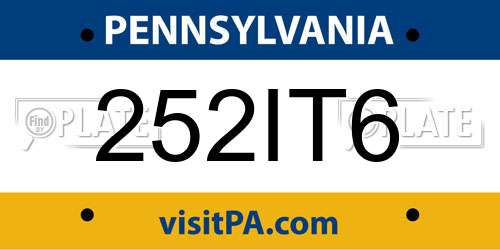 252IT6 Pennsylvania License Plate