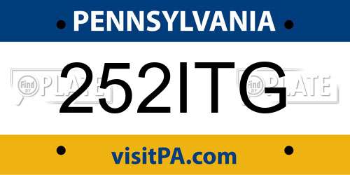 252ITG Pennsylvania License Plate