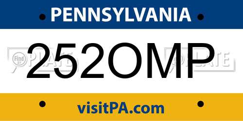 252OMP Pennsylvania License Plate