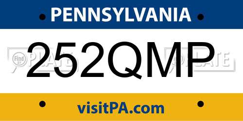 252QMP Pennsylvania License Plate