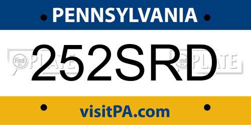 252SRD Pennsylvania License Plate