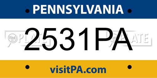 2531PA Pennsylvania License Plate