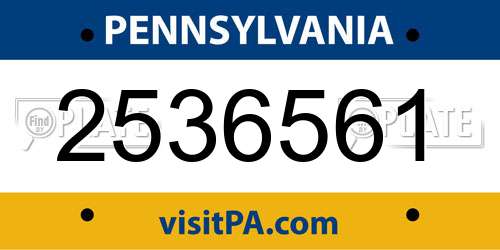 2536561 Pennsylvania License Plate