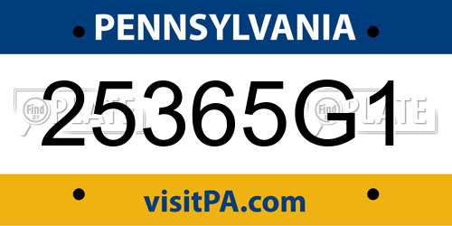 25365G1 Pennsylvania License Plate