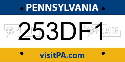 253DF1 Pennsylvania License Plate