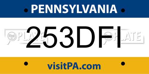 253DFI Pennsylvania License Plate
