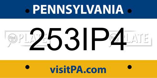 253IP4 Pennsylvania License Plate