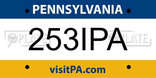 253IPA Pennsylvania License Plate