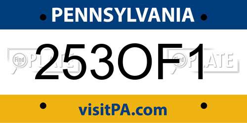 253OF1 Pennsylvania License Plate