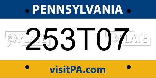 253T07 Pennsylvania License Plate