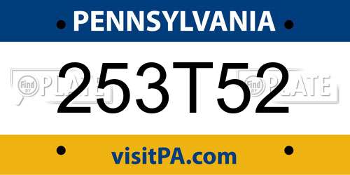 253T52 Pennsylvania License Plate