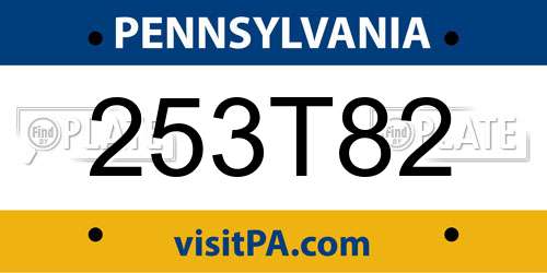 253T82 Pennsylvania License Plate