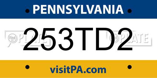 253TD2 Pennsylvania License Plate