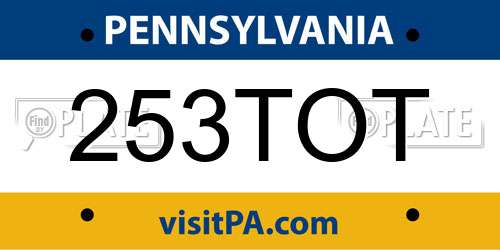 253TOT Pennsylvania License Plate