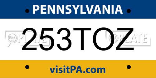 253TOZ Pennsylvania License Plate