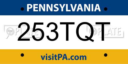 253TQT Pennsylvania License Plate