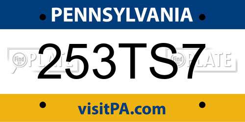 253TS7 Pennsylvania License Plate