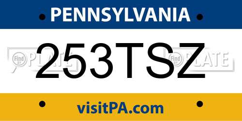 253TSZ Pennsylvania License Plate