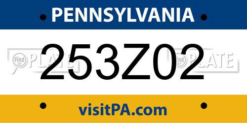 253Z02 Pennsylvania License Plate