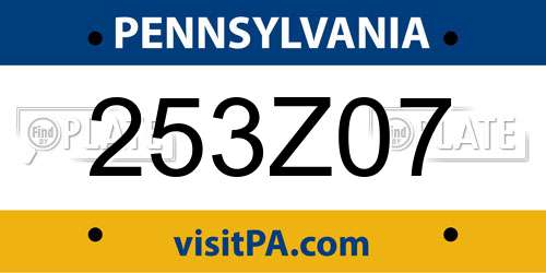 253Z07 Pennsylvania License Plate