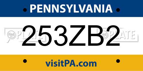253ZB2 Pennsylvania License Plate