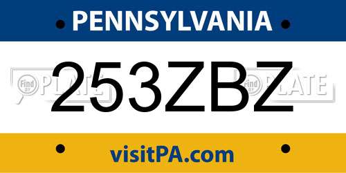 253ZBZ Pennsylvania License Plate
