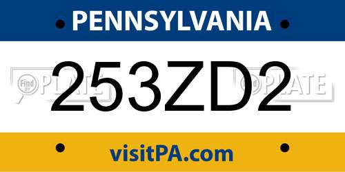 253ZD2 Pennsylvania License Plate