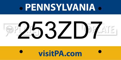 253ZD7 Pennsylvania License Plate