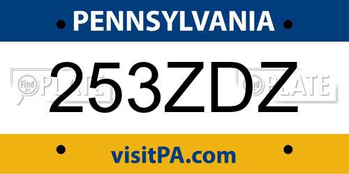 253ZDZ Pennsylvania License Plate