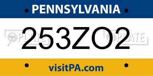 253ZO2 Pennsylvania License Plate