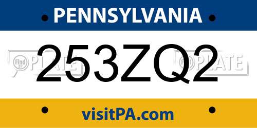 253ZQ2 Pennsylvania License Plate