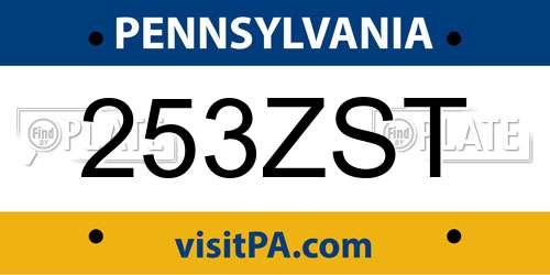 253ZST Pennsylvania License Plate