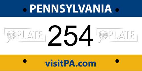 254 Pennsylvania License Plate