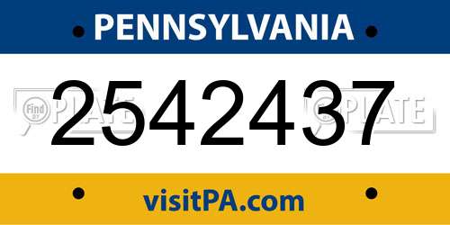 2542437 Pennsylvania License Plate