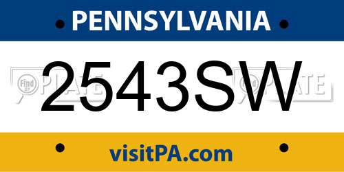 2543SW Pennsylvania License Plate