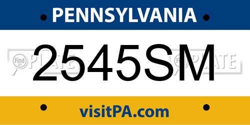 2545SM Pennsylvania License Plate