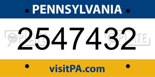 2547432 Pennsylvania License Plate